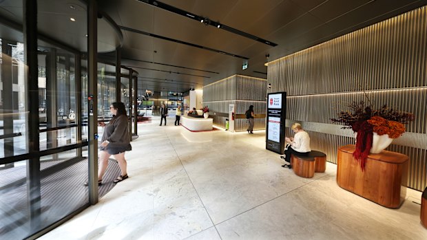The new lobby at 55 Collins Street has replaced the ANZ’s old bank branch.