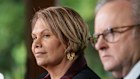 Greens defector Dorinda Cox and Anthony Albanese on Monday when the pair announced she was joining Labor.