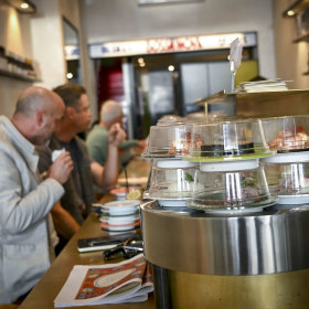 The sushi train at Bossa Nova.