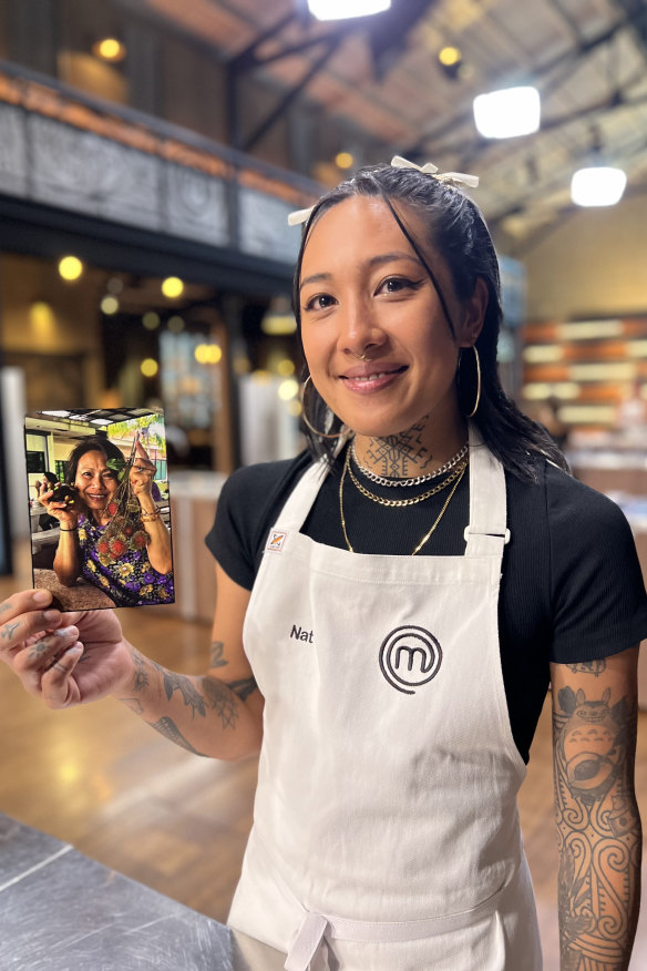 Nat with a photo of her mum.