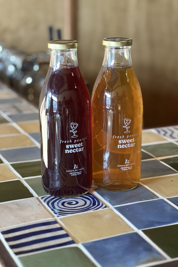Tap wine is also available in one-litre refillable takeaway bottles.