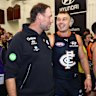 Josh Fraser and Patrick Cripps after Carlton’s third win in a row.