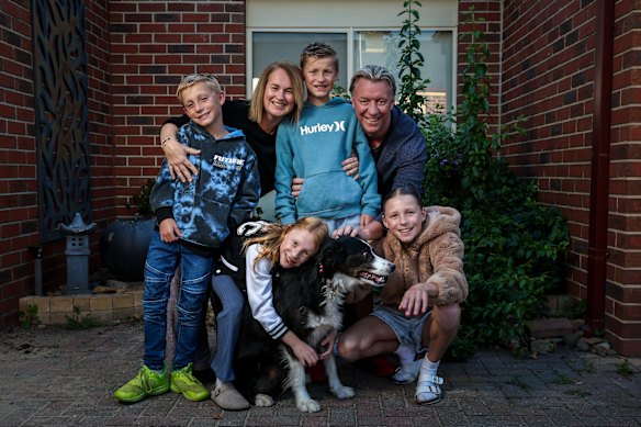 Damien and Kylie Robertson Hodor with their four children - two sets of twins, Aria and Jesse (11) and Marley and Zoe (9). 