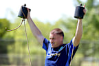 Charlie Cale warms up during a Wallabies training session.