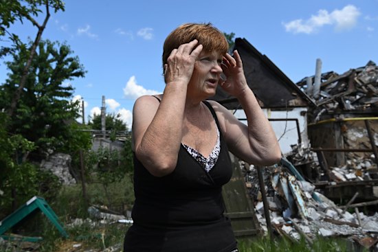 Vira Andreyeva at the family home that was impacted by shelling from Russian forces.