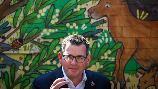 Daniel Andrews on the campaign trail in Melbourne on Monday.