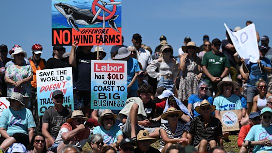 The Illawarra community rallied against offshore wind farms in 2023.