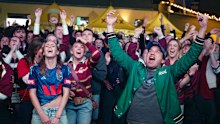 Watching the Maroons defeat the Blues in the second State of Origin game at The Caxton Hotel.