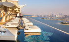 The lounge club, bar and infinity pool at Cloud 22 look out over Palm Jumeira and Dubai’s skyline.