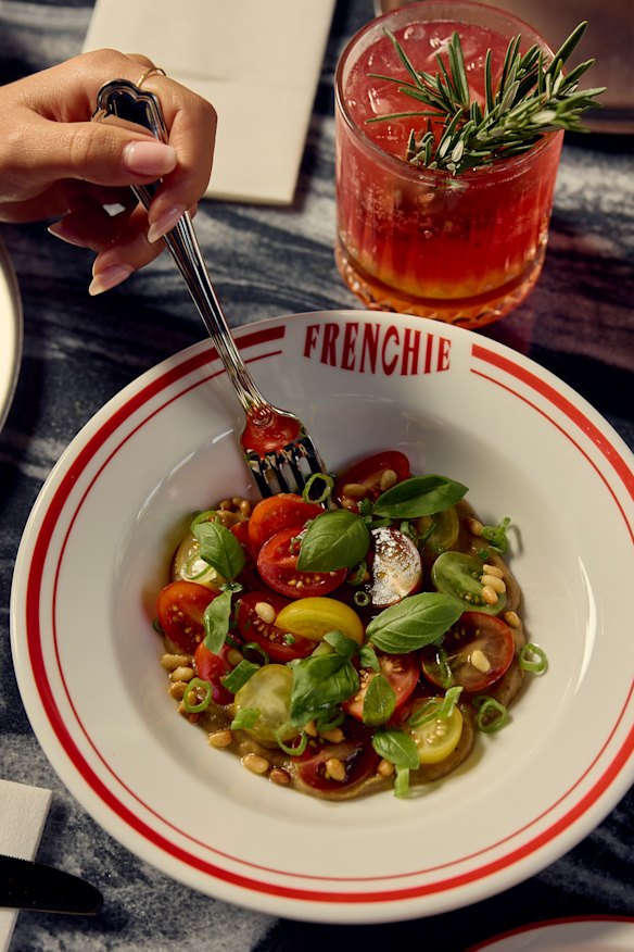 Tomato, pinenut and eggplant caviar salad.