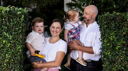 Petersham sellers Louise and Daniel Lucas, with children Lachlan and Audrey, are upgrading from their inner west terrace to a house in the Sutherland Shire. 