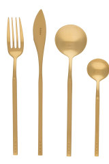 Elevate dad's take-away meal with brushed gold cutlery from Krof Collection.