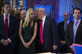 Eric, Ivanka, Donald and Donald jnr at a press conference at Trump Tower in New York in January, 2017. 