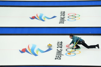 Australia’s Dean Hewitt on the ice in Beijing.