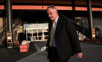 Mark Latham leaves Royal Randwick racecourse after the May 27 vote on Rosehill’s future.