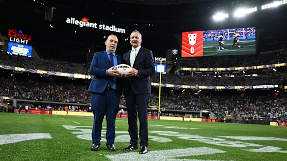 Peter V’landys (left) with Andrew Abdo.
