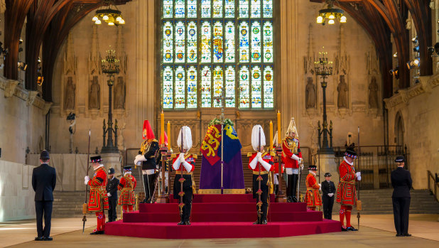 Queen Elizabeth II lies-in-state at Westminster Hall.