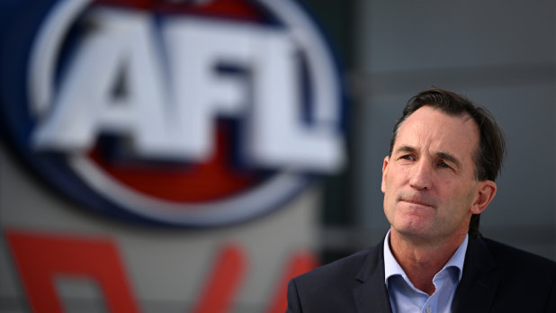 AFL CEO Andrew Dillon speaks in Melbourne on Wednesday.