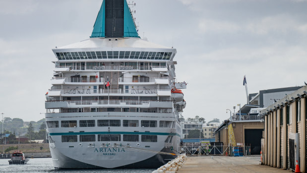 The Artania docked in Fremantle.