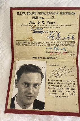 Ron Ford, press pass of 1959.
