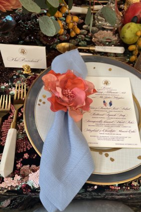 A preview of the place settings for the White House gala dinner.