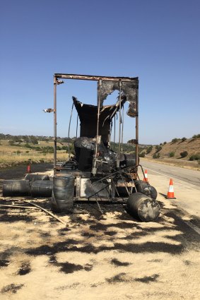 A 49-year-old truck driver escaped uninjured from a fire that engulfed a semi-trailer.