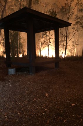 Fire near one of the wedding structures at Bewong Retreat earlier this month.