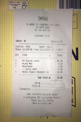 The lunch bill.