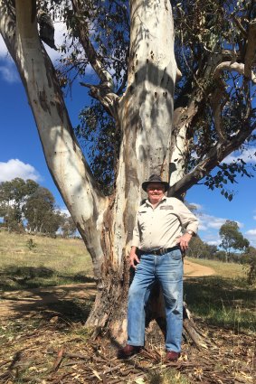 Ian Macdonald at the Kambah Killing Tree, now part of Urambi Hills Nature Reserve.