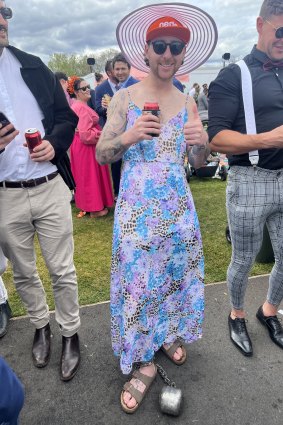 Sam Miran’s bucks’ party outfit at this year’s Caulfield Cup.
