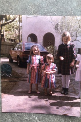 Growing up, Annabelle (centre, with her sister at left) benefited from their mother’s dressmaking skills.