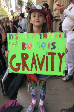 Mimi Vale, 10, spent hours making her placard for the rally.