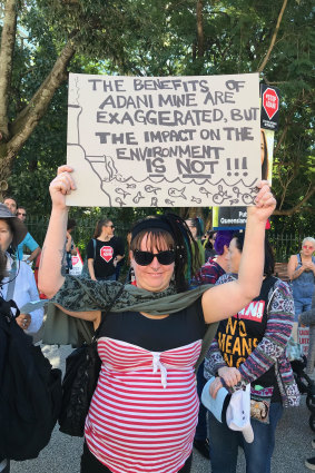 Protester Jackie Child believes the economic benefits of Adani's Carmichael Mine are exaggerated.