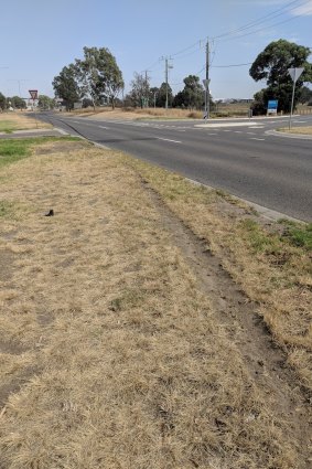 Tyre marks at the scene of the fatal crash.