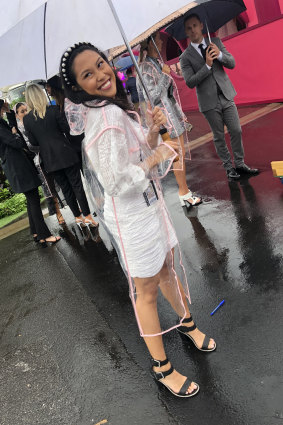 Barbara Legaspi proved ponchos don't have to ruin a look.  