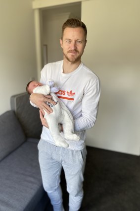 Melbourne City captain Scott Jamieson with son Cooper Alexander.