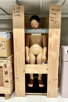 Li Wei, Human Being, 2008, fibreglass, 108 x 40 x 26cm; one of thousands of pieces meticulously crated, stored, photographed, documented and archived in Judith Neilson’s warehouse at Dangrove, Alexandria.