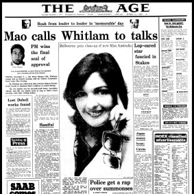"Mao calls Whitlam to talks": The front page of The Age on November 3, 1973. 