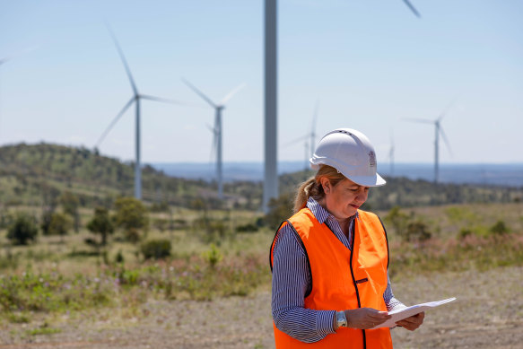 Queensland Premier Annastacia Palaszczuk at a wind farm press conference in the South Burnett on Monday.