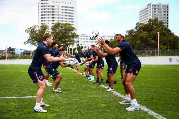 Players are put through their paces at the Emerging Blues camp over the weekend.
