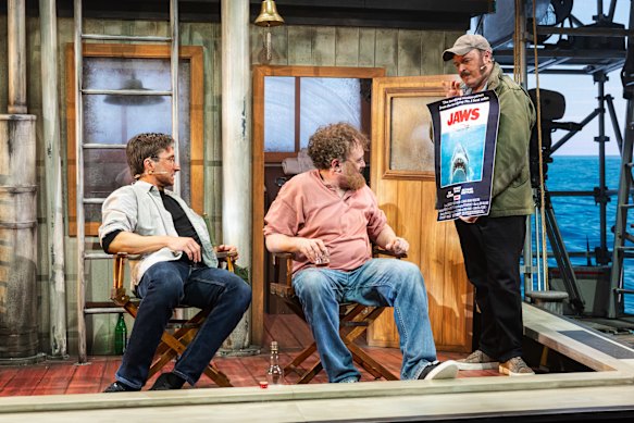 Tom Stokes, Robin Goldsworthy and Anthony Gooley are stuck waiting in The Shark Is Broken. 