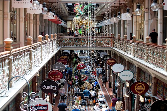 The first shopping arcades were social and cultural centres… Sydney's Strand Arcade.