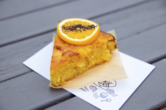 Orange cake for afters: the leader is not a foodie but cooks at home to “feed three hungry boys”. 