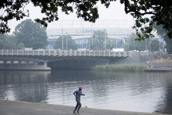 Bushfire smoke engulfed Melbourne's CBD on Sunday.