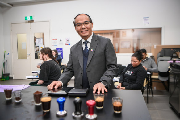 Chandra Yonzon in a classroom at Royal Greenhill Institute of Technology, also known as Gurkha’s, in Elizabeth Street this week.