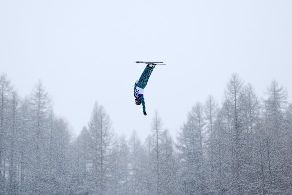 Reilly Flanagan at aerials practice on February 14. 
