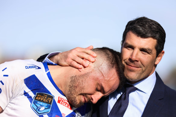Josh Reynolds gets emotional while talking to Fox Sports’ Michael Ennis after the game.