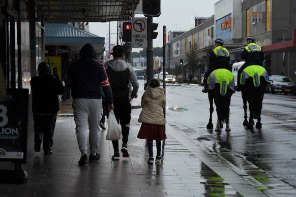 NSW Mounted Police patrol the streets of Fairfield.