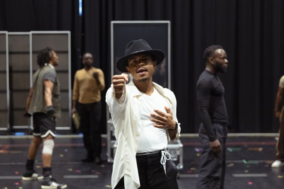 Roman Banks in rehearsal as Michael Jackson in MJ: The Musical.