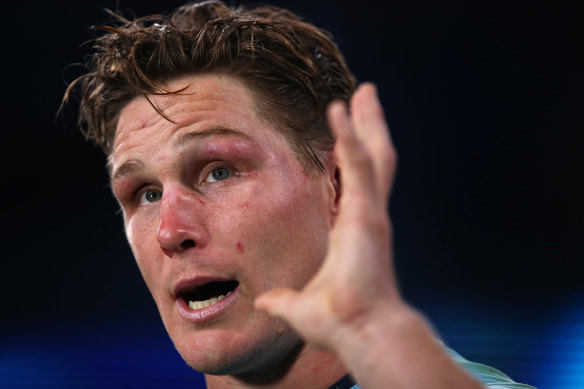 Michael Hooper after his final home match for the Waratahs on Friday.